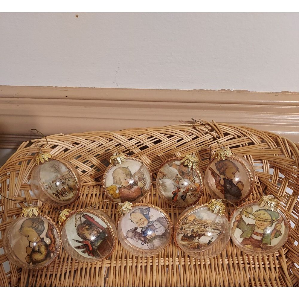 10 Goebel Hummel Vintage Germany Plastic Ball Ornaments